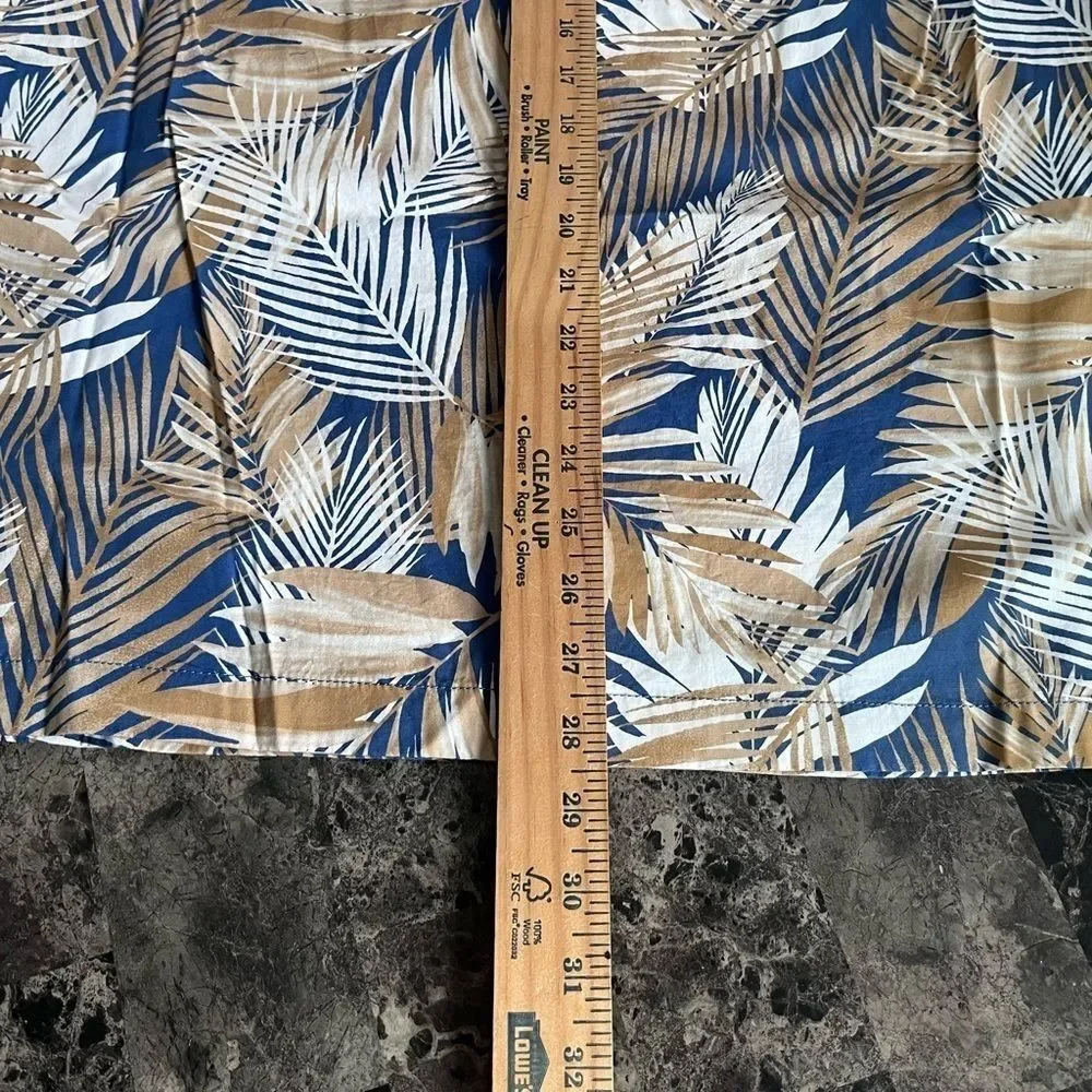 J Crew Men's Printed Flex Shirt Button Front Cotton Tropical Tan Blue Large